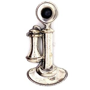 Estate Beau Sterling Silver Candlestick Telephone Brooch‎ Pin! 8